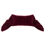 Stella - Faux Silk Velvet Long Ruffled Pillow - Garnet Red