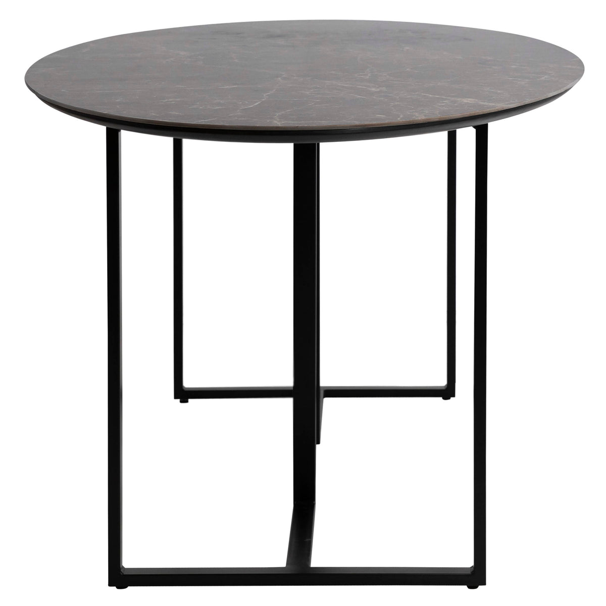 Alejo - Dining Table - Smoked Gray Emperador Gloss With Black