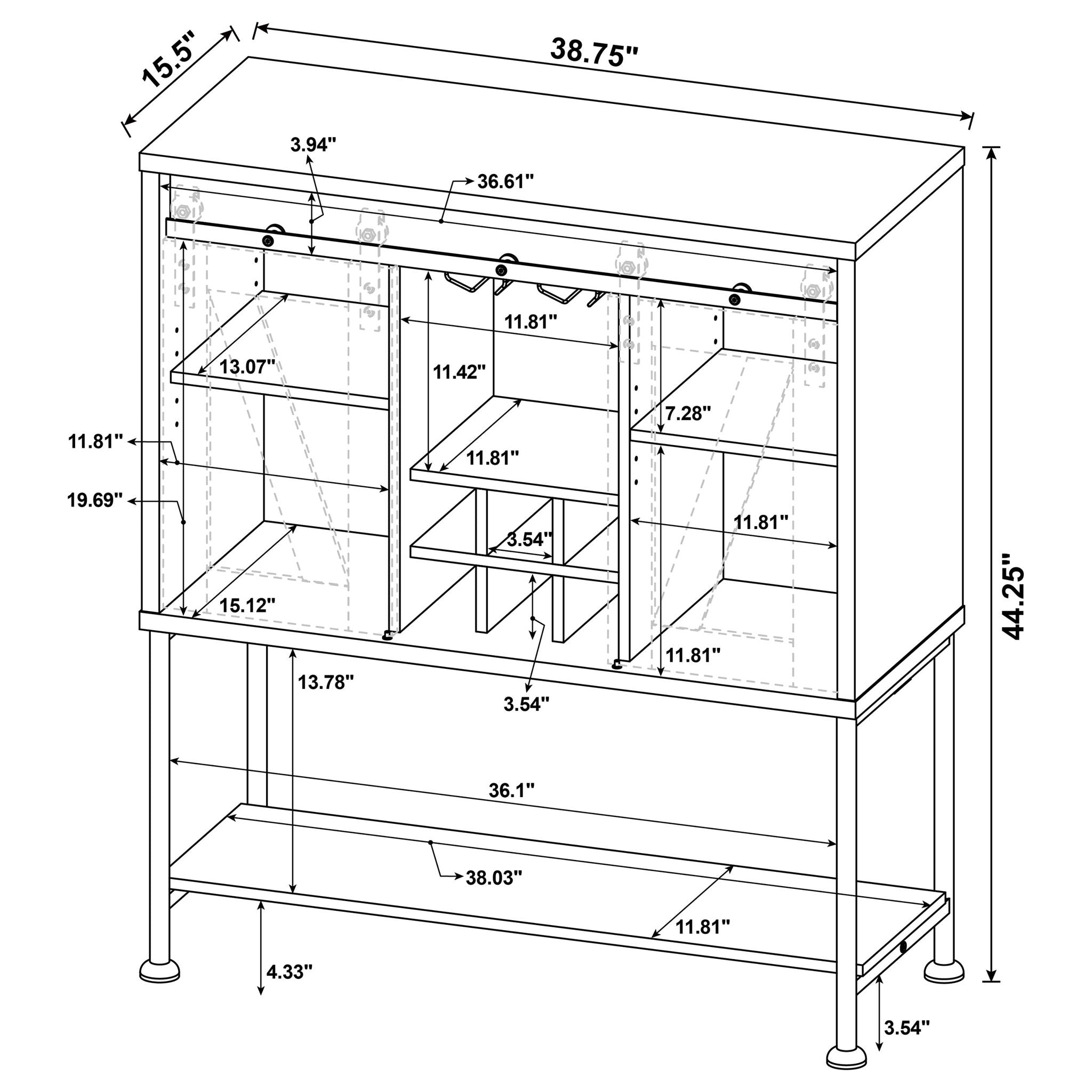 Hovander - Sliding Door Bar Cabinet - Gray