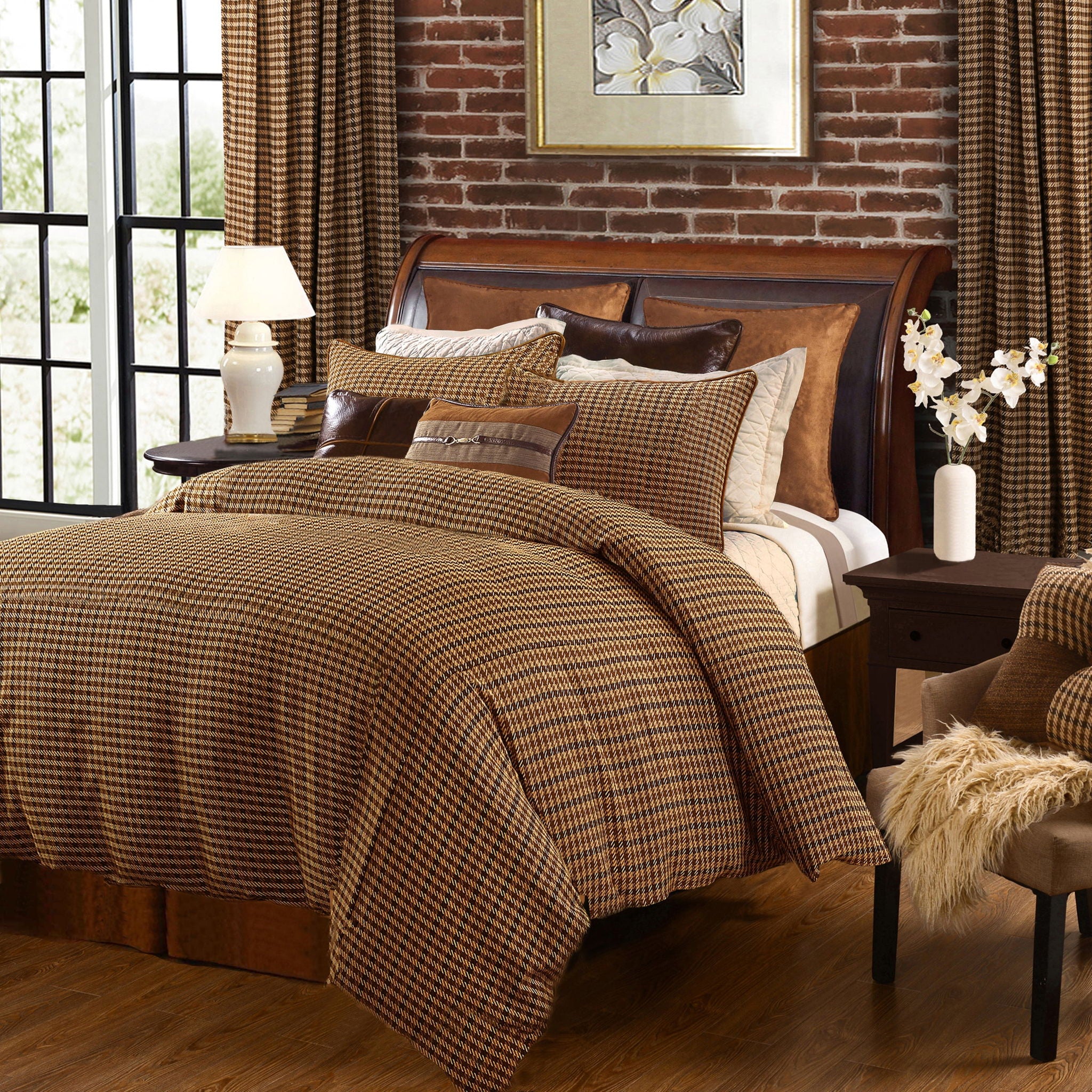 Clifton - Queen Comforter Set (Set of 3) - Brown / Green / Cream