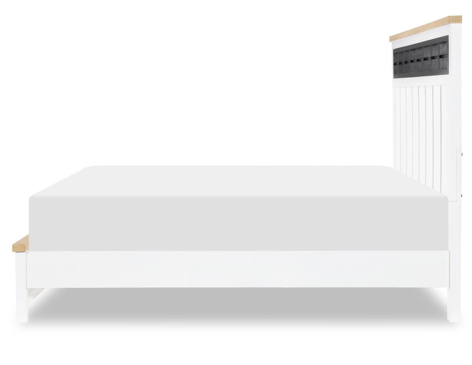 Horizons - Complete Panel Bed - Pure White / Natural Oak