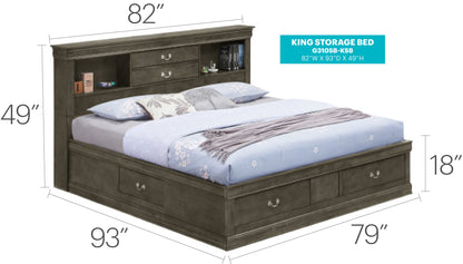 Louis Phillipe - Bookcase Storage Bed