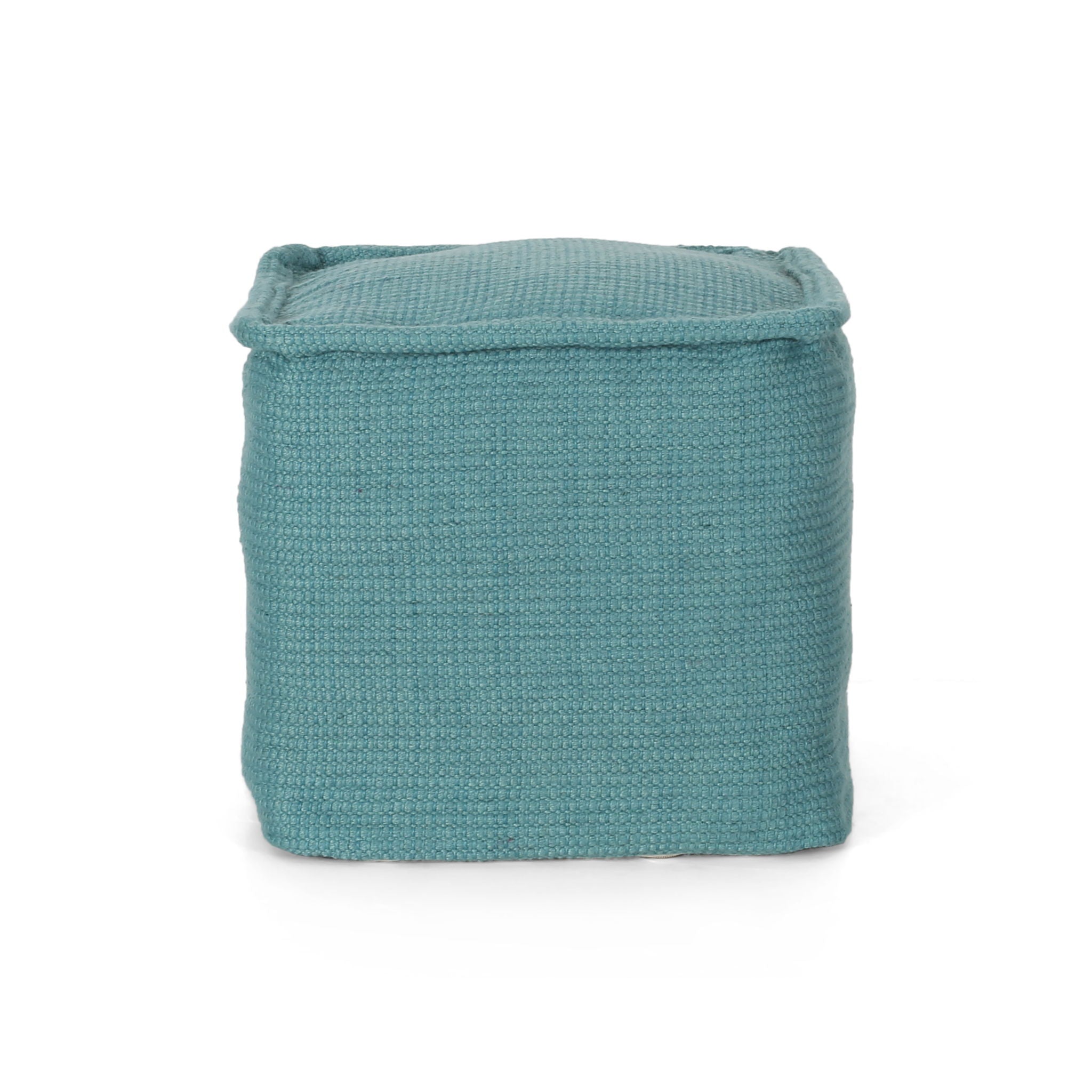 Hansolo - Yarn Square Pouf Ottoman Or Floor Cushion - Teal