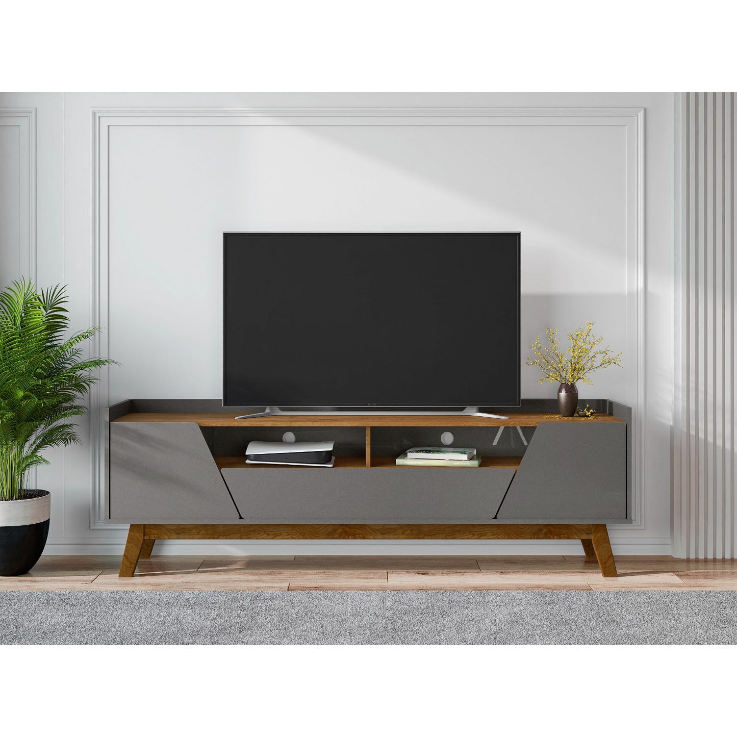 Marcus - TV Stand With 4 Shelves And Soft Close Doors