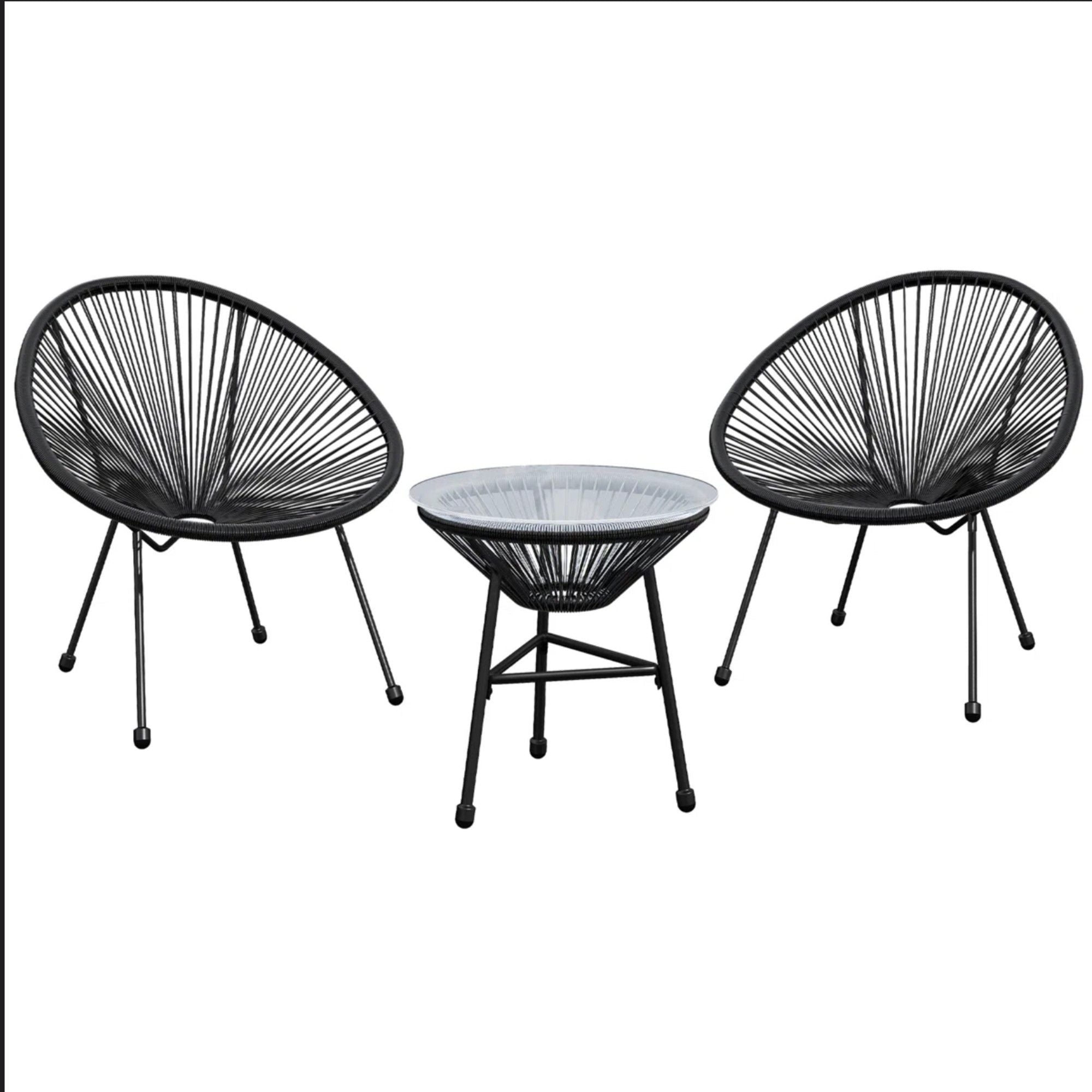 Acapulco Style 3 Piece Patio Bistro Set With Chairs
