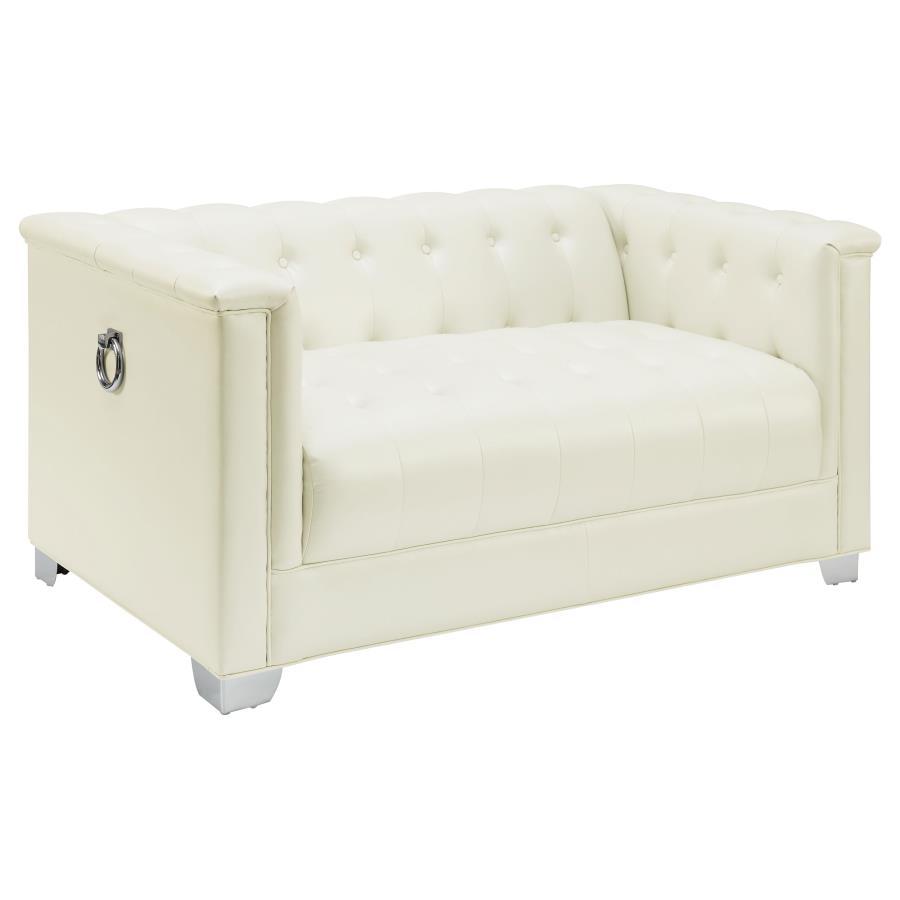 Chaviano - Upholstered Track Arm Loveseat - Pearl White