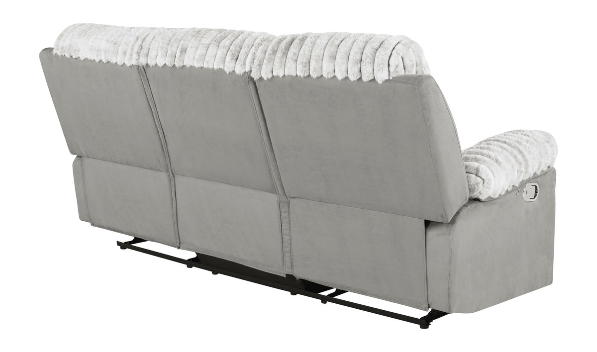 Plush - Reclining Sofa With Table And LED Belt - Gray