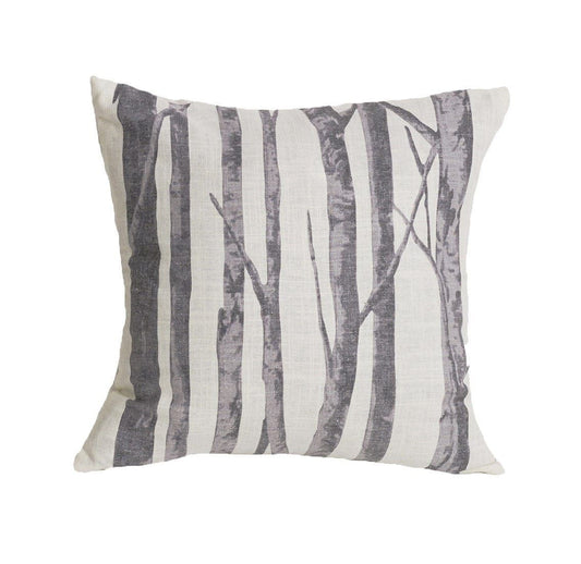 Printed Branches - Throw Pillow - Cream / Gray