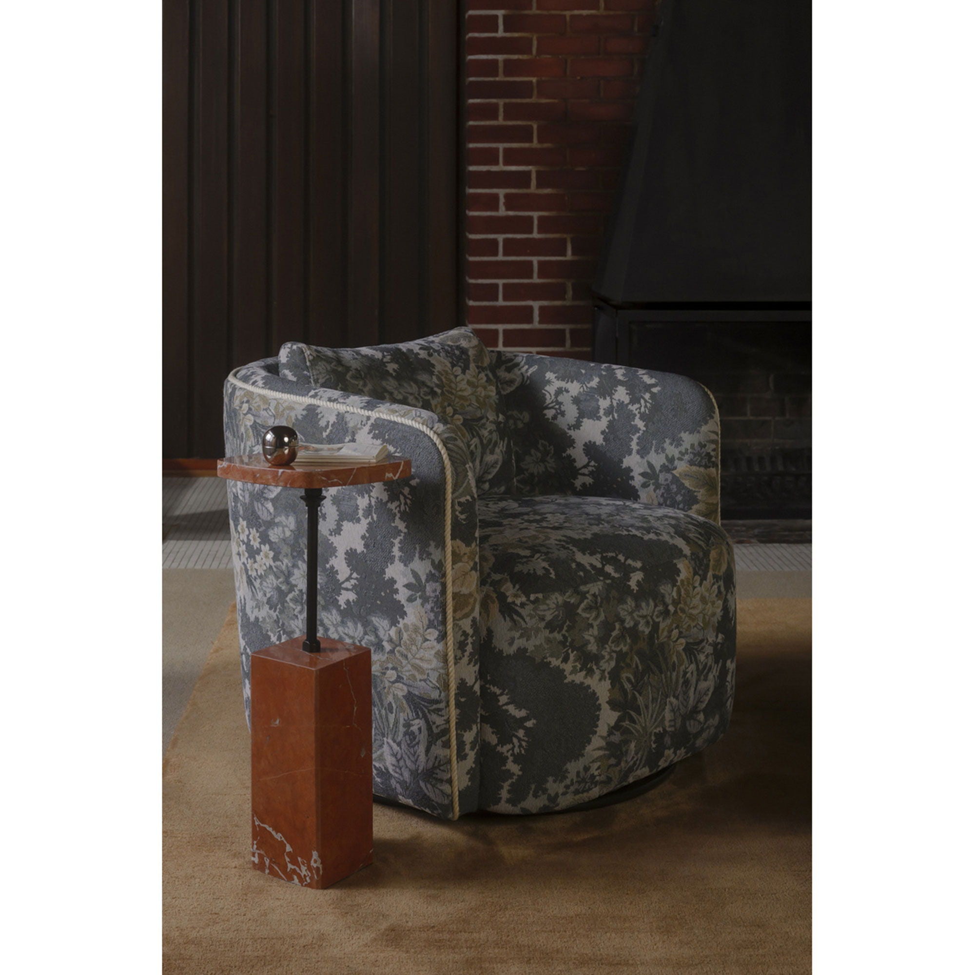 Cecil - Accent Chair Tapestry - Blue / Gray