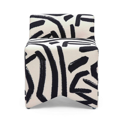 Pippa - Brushstroke Print Stool - Black / White
