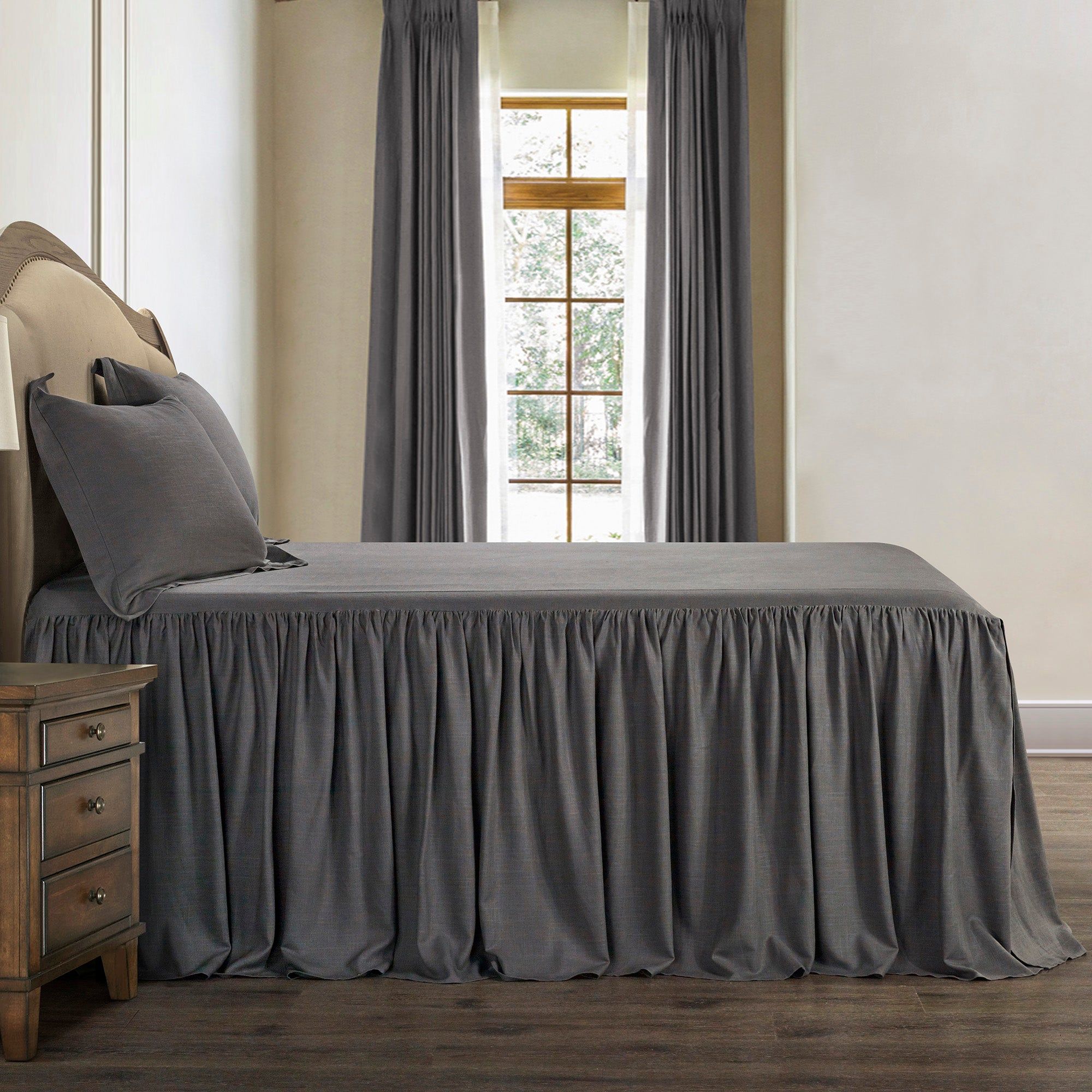 Luna - King Washed Linen Bedspread Set (Set of 3) - Slate