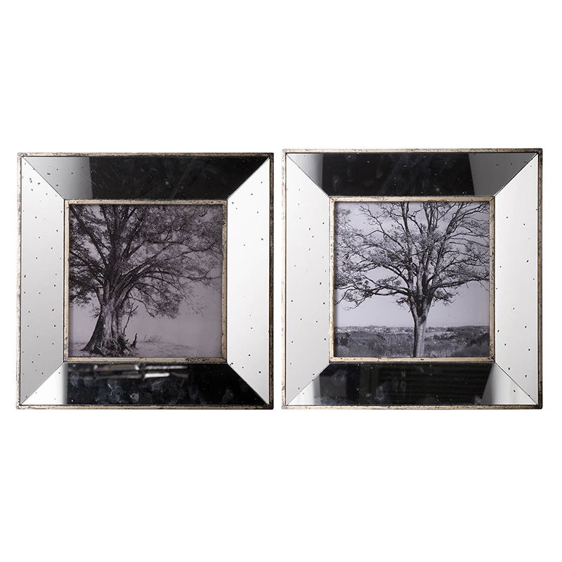 Vintage Reflective Picture Frames (Set of 2) - Silver