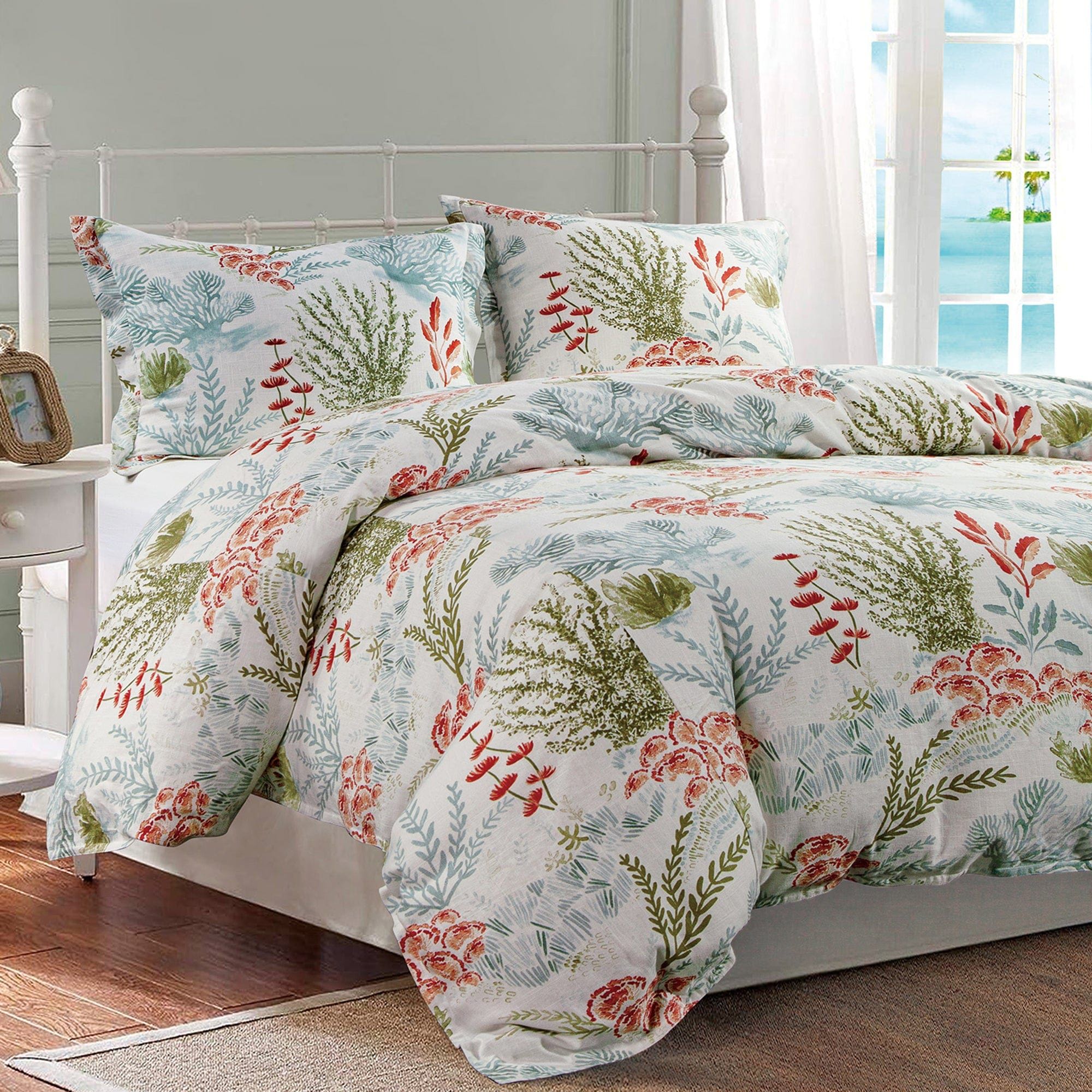 Oceania - King Comforter Set (Set of 3) - Coral