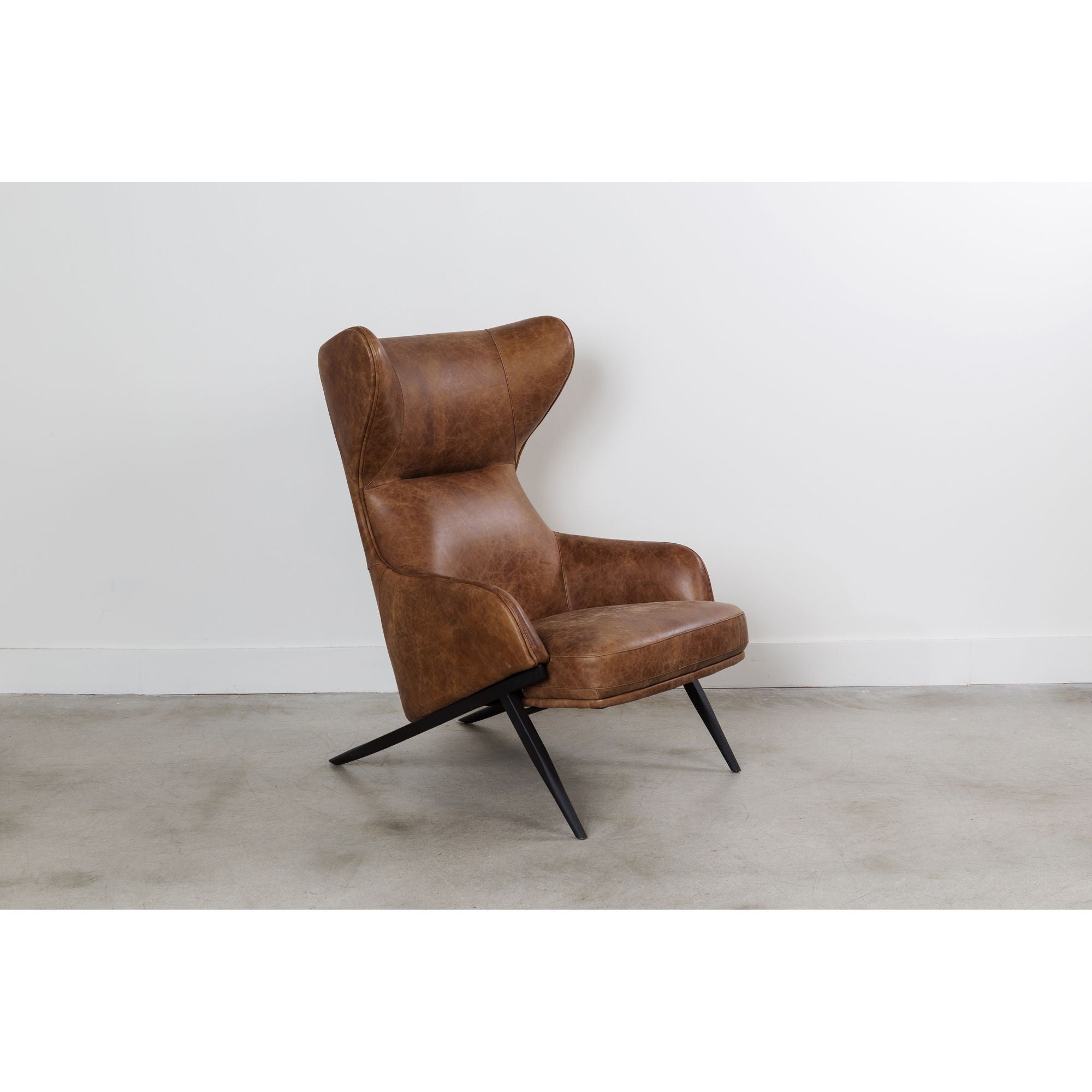 Amos - Leather Accent Chair - Brown