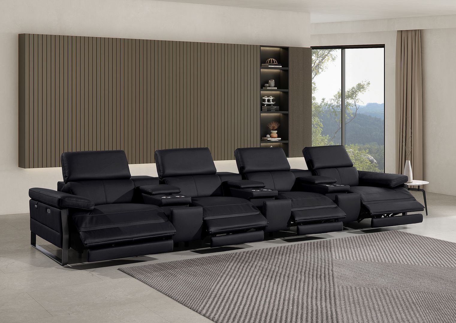 1246 - Modular Power Triple Reclining Triple Console Sofa With Power Reclining Headrests