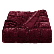 Stella - Faux Silk Velvet Double Box Stitch Throw - Garnet Red