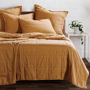 Cotton Canvas - King Stonewashed Coverlet Set (Set of 3) - Terracotta