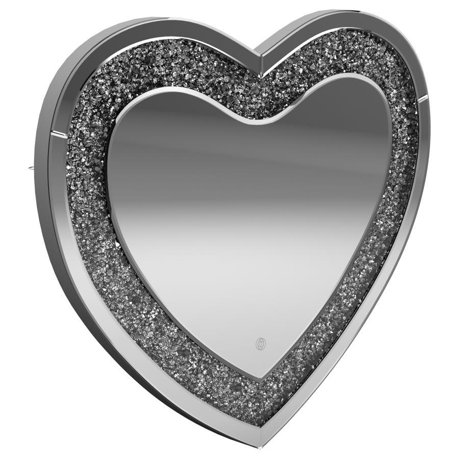 Aiko - Heart Shaped LED Light Wall Mirror - Silver