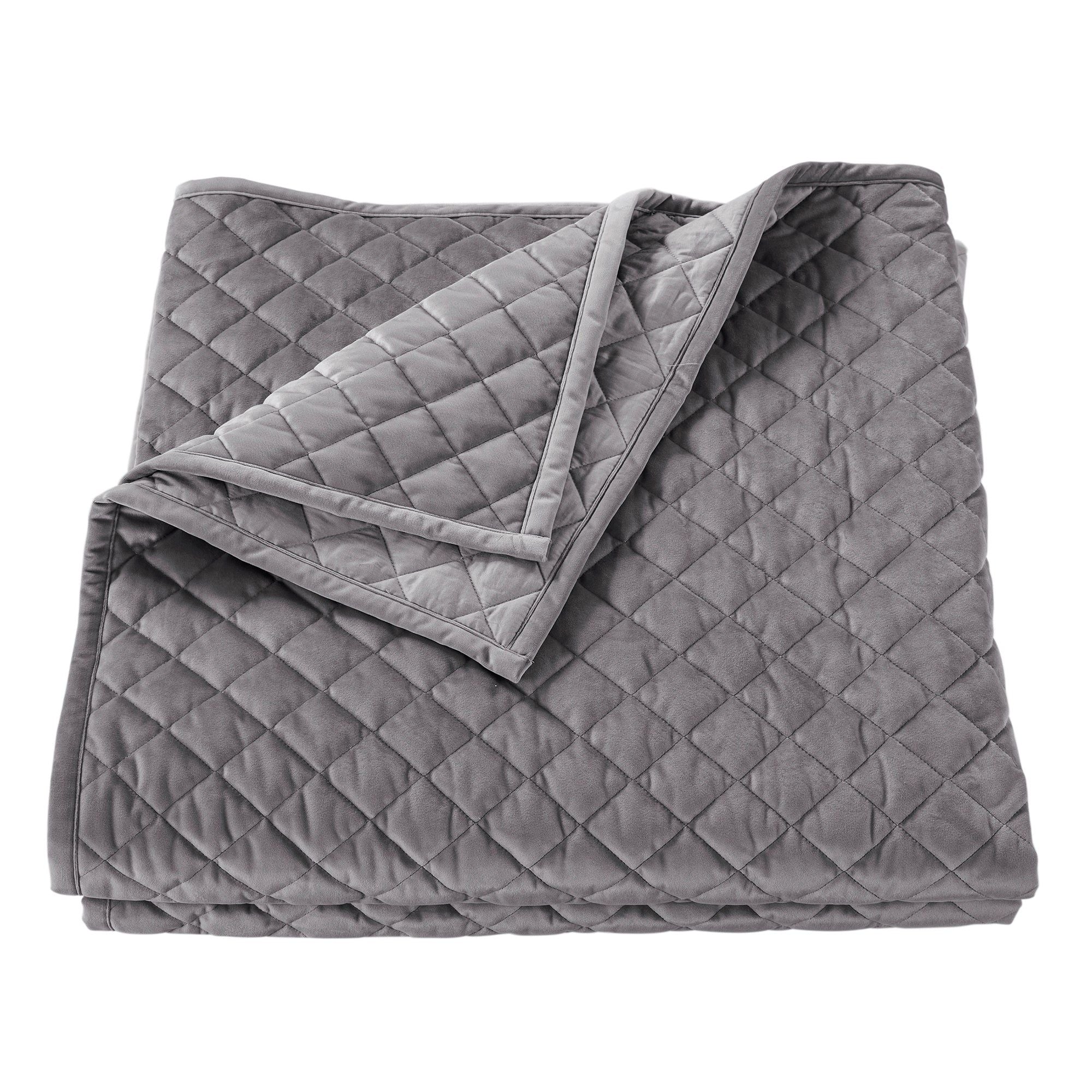 Velvet Diamond - Twin Quilt - Gray