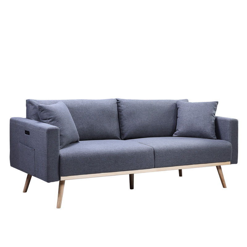 Easton - Fabric Sofa With USB Charging Ports Pockets And Pillows