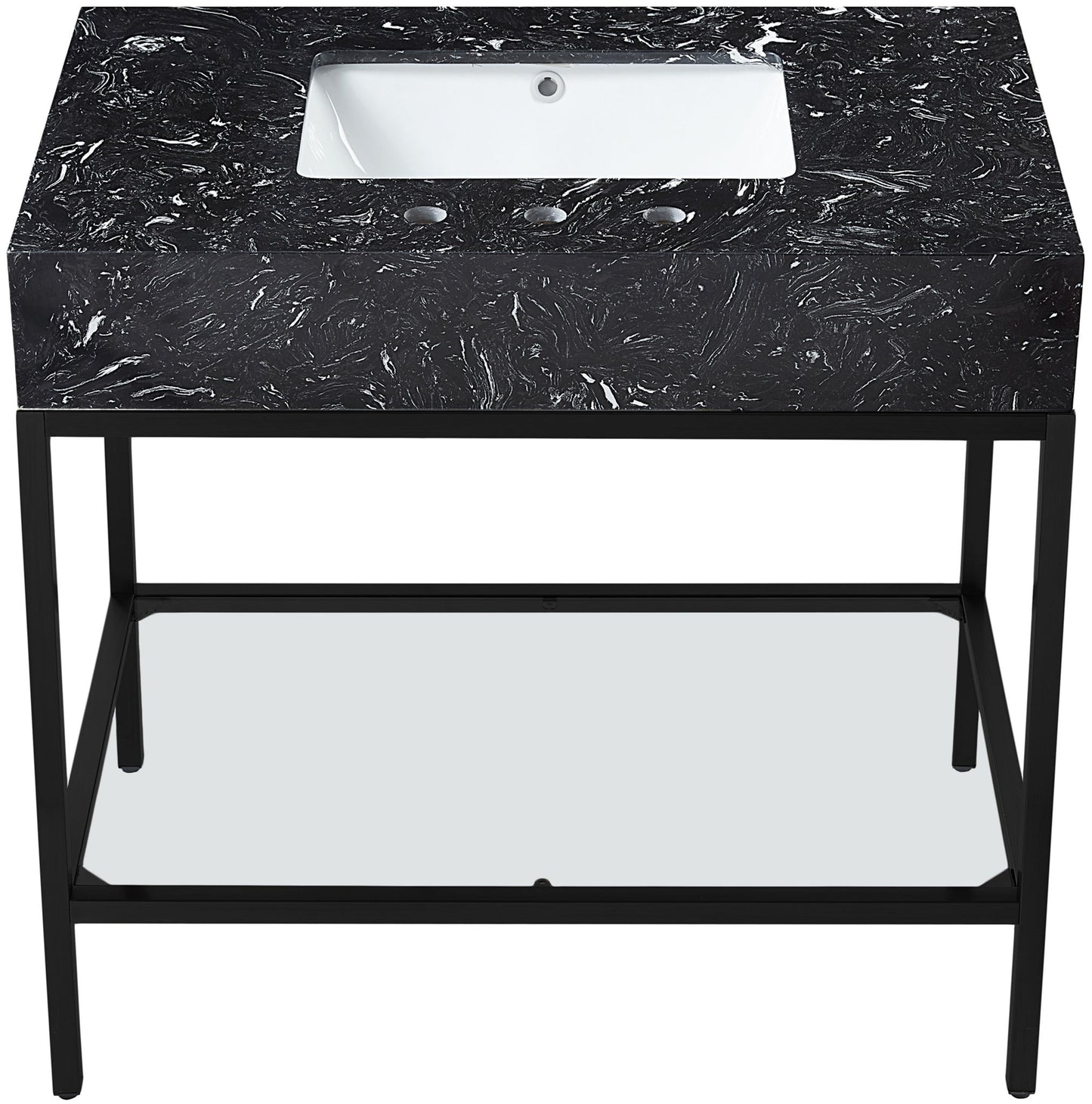 Marmo - Engineered Marble Bathroom Vanity With Black Base