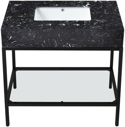 Marmo - Engineered Marble Bathroom Vanity With Black Base