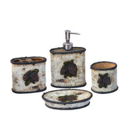 Lodge Pine Cone - Birch Pinecone Countertop Bathroom Set (Set of 4), 4 Per Carton - Brown / White