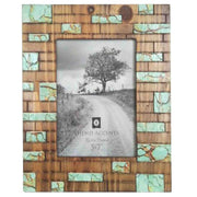 Turquoise Inlay - 5" x 7" Picture Frame  - Tan / Turquoise