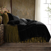 Stella - King Faux Silk Velvet Bedspread Set (Set of 3) - Green Ochre