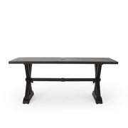 Modern Outdoor Dining Table With X Shaped Legs, Umbrella Hole