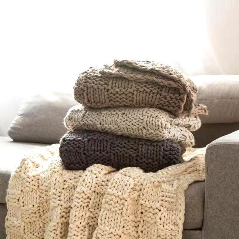 Chess Knit - Throw - Slate