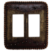 Woodgrain Switch Plate - 5" x 5" Woodgrain Double Yoke Double Rocker Wall Switch Plate  - Multi