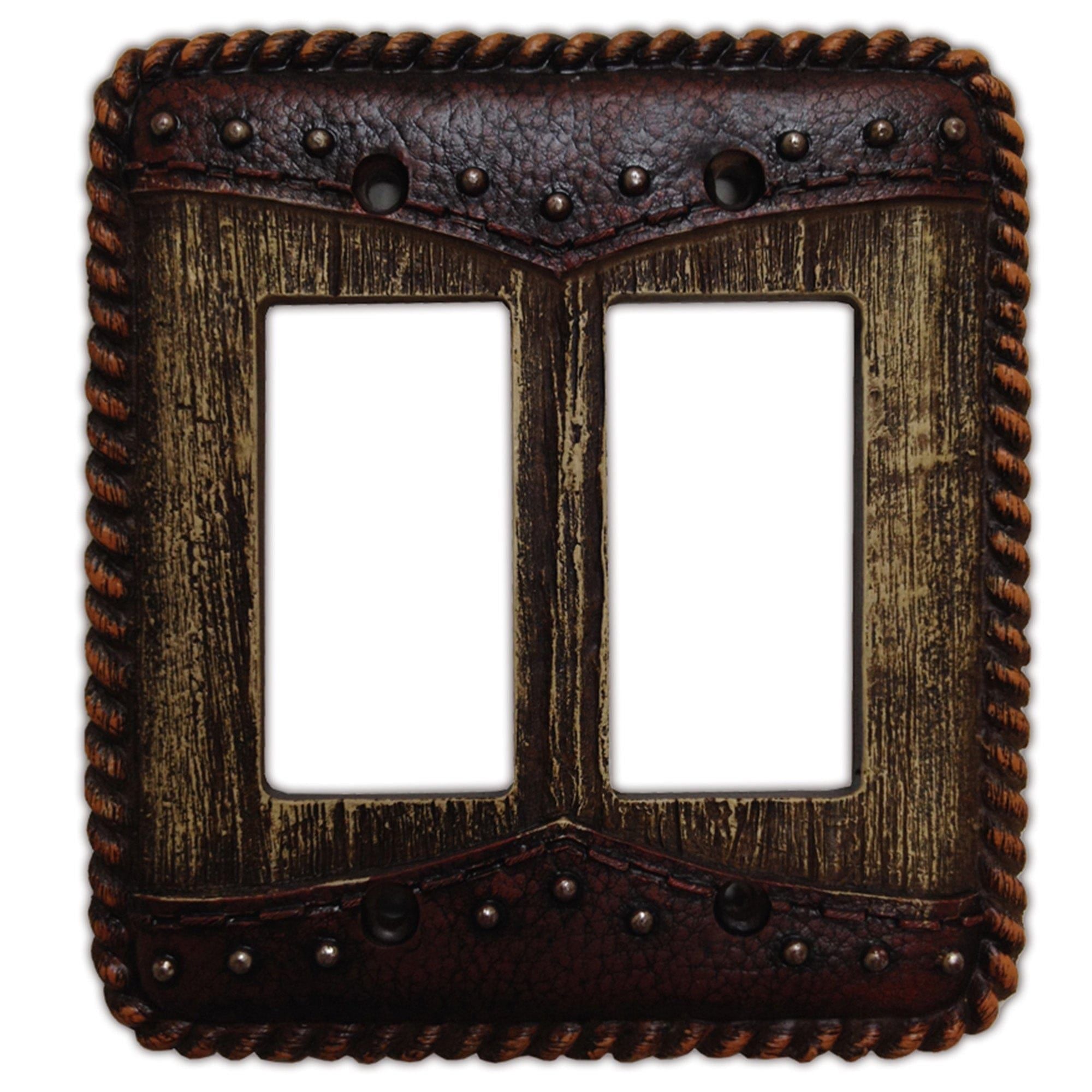 Woodgrain Switch Plate - 5" x 5" Woodgrain Double Yoke Double Rocker Wall Switch Plate 4 Per Carton - Multi