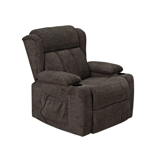 Lusio - Power Motion Recliner With Lift & Cup Holder - Brown