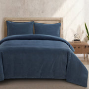 Cotton Canvas - Queen Stonewashed Duvet Cover Set (Set of 3) - Denim