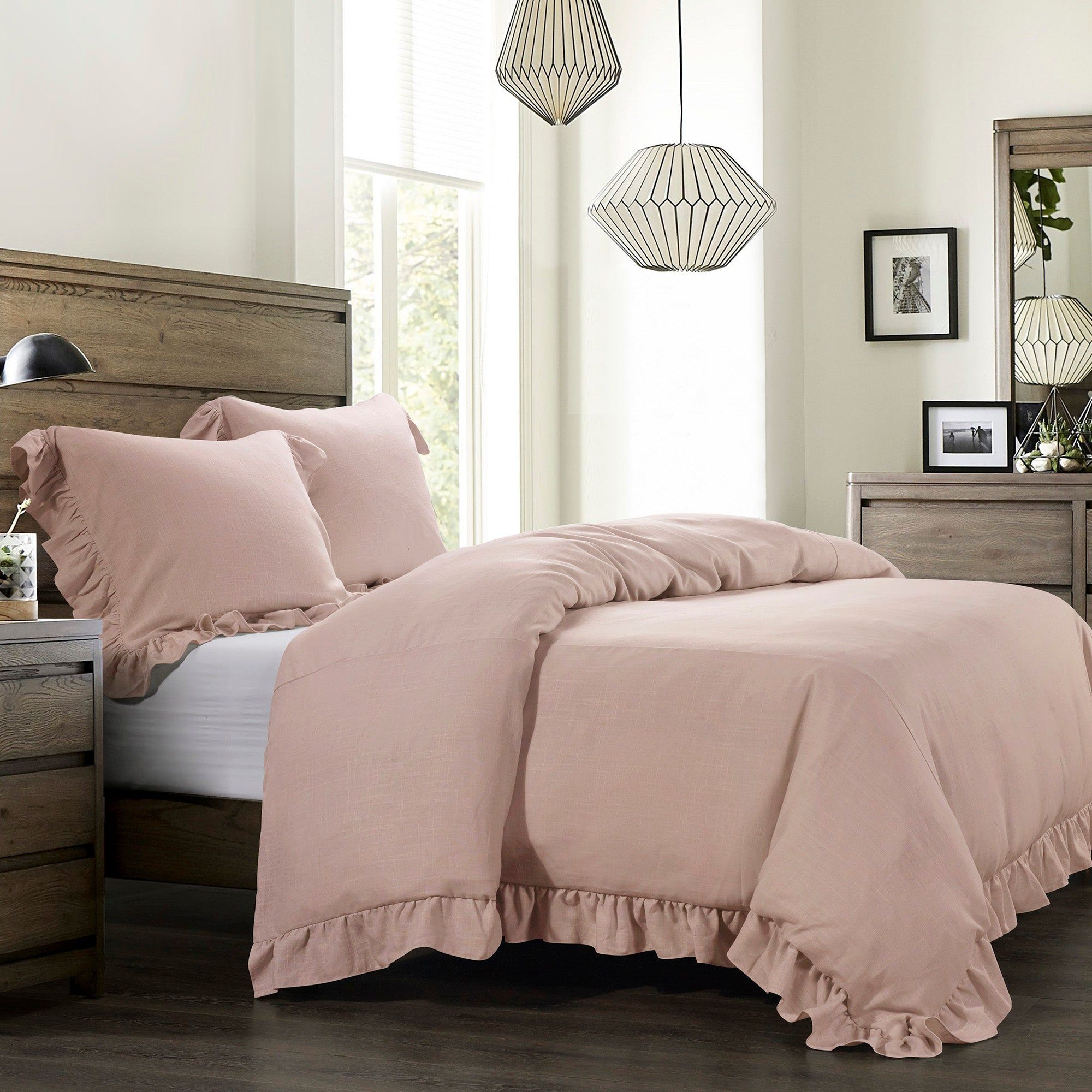Lily - King Washed Linen Duvet Cover - Blush
