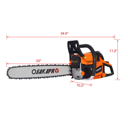 58Cc Gasoline Chainsaw 20" For Tree And Wood Cutting Epa Compliant - Orange