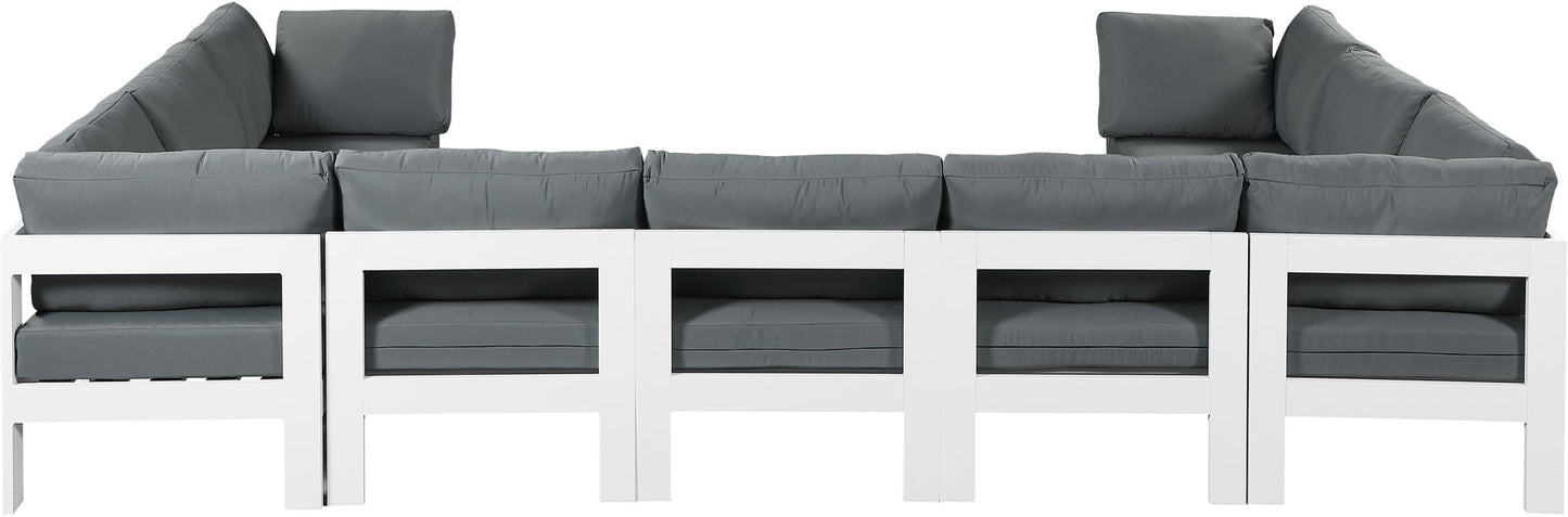 Nizuc - Outdoor Patio 9 Piece Modular Sectional With White Frame
