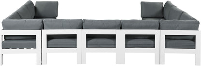 Nizuc - Outdoor Patio 9 Piece Modular Sectional With White Frame