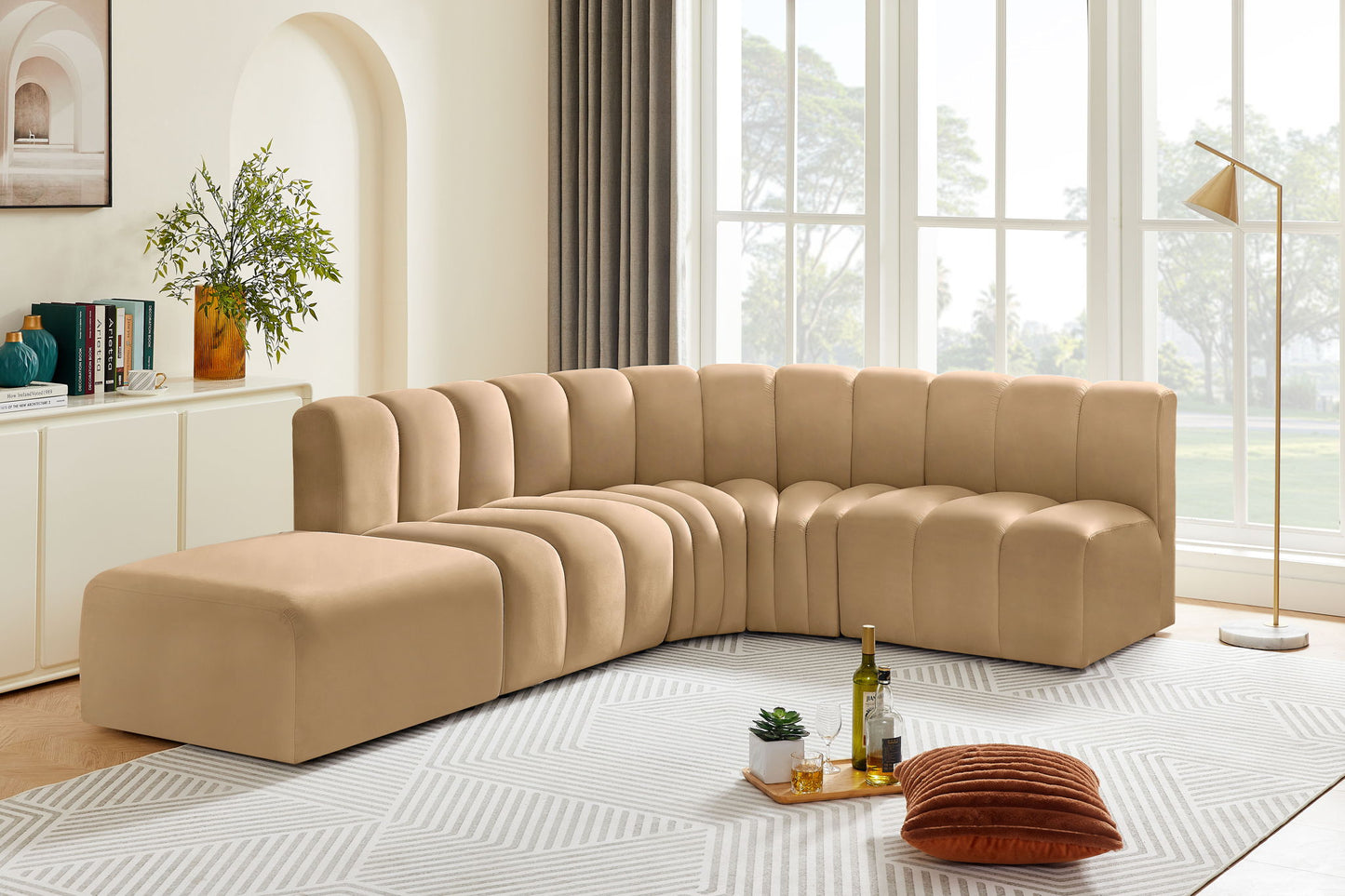 Arc - Velvet 5 Piece Corner Modular Sofa