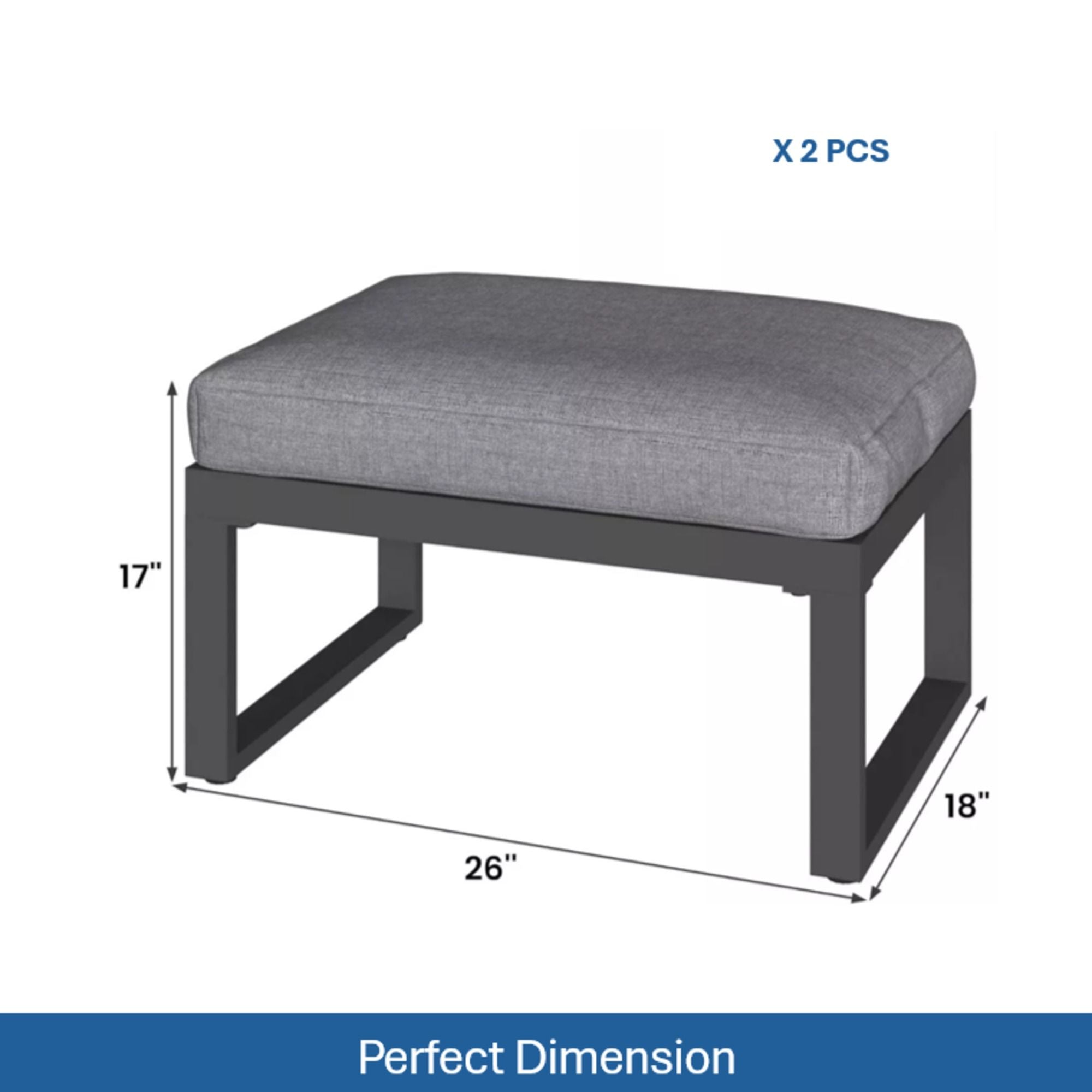 Patio All-Weather Ottomans With Thick Cushions (Set of 2)