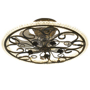Flower Caged Ceiling Fan With LED Light And Remote Control - Matte Black