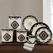 Chalet - Aztec Dinnerware & Canister Set (Set of 19) - Cream / Taupe / Black
