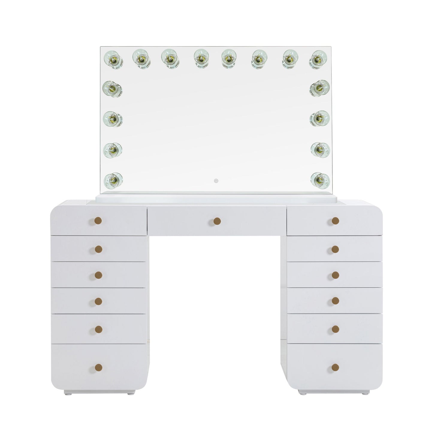 Hollywood - 13-Drawer Desk With Jumbo Vanity Mirror - White