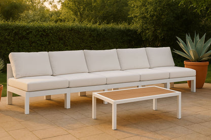 Nizuc - Outdoor Patio 5 Seat Modular Armless Sofa With White Frame