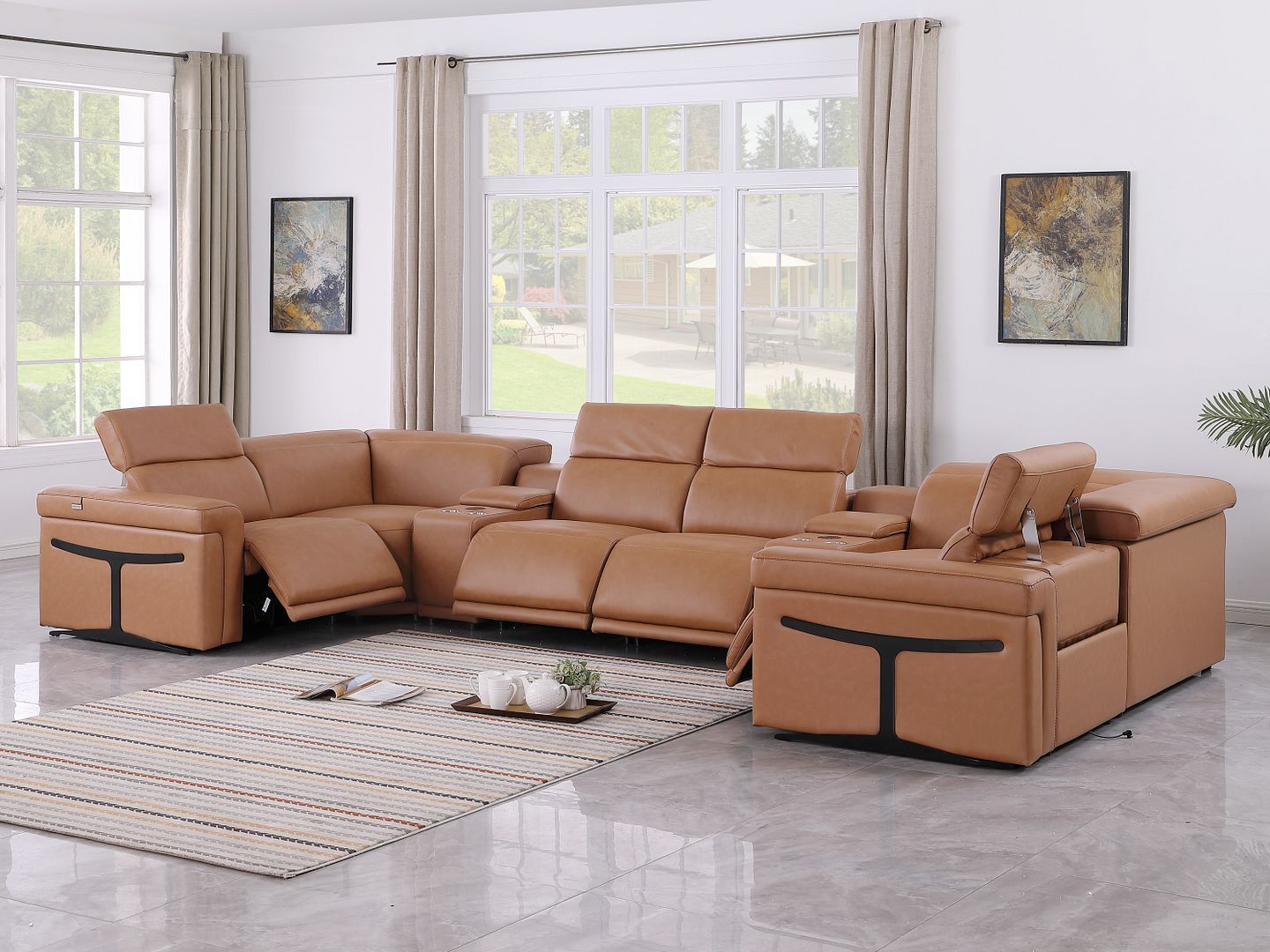 1126 - 8-Piece U-Shaped Sectional Sofa In With 4 Power Recliners & Power Headrest