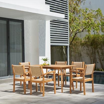 Mauricio - 7 Piece Dining Set With Stacking Chair - Natural / Light Brown