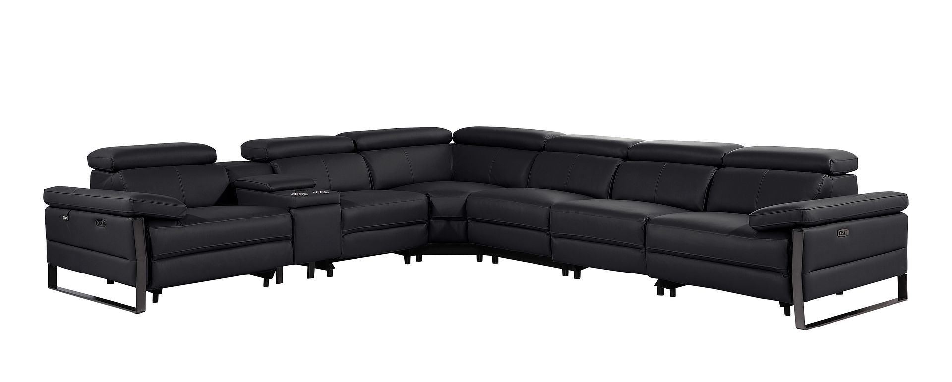1246 - 7-Piece L-Shaped Modular Power Reclining Sectional With 4 Power Recliners And Power Headrests