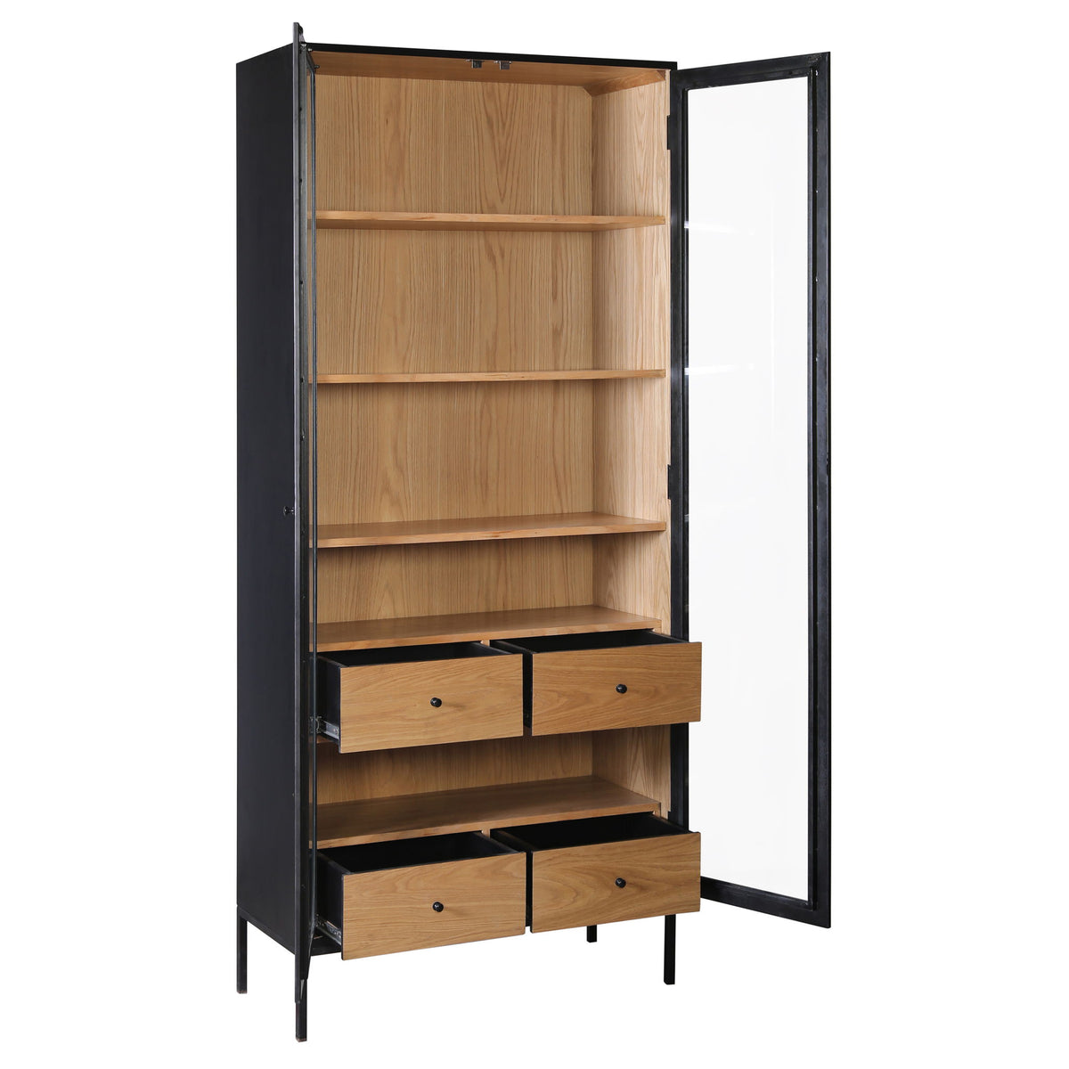 Eddington - Cabinet - Matte Black And Natural