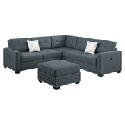 Casual Simple Tufted Sectional 4 Piece Set With USB Loveseat